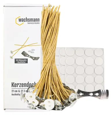 Imagen del producto de Conjunto de mechas para velas, 100 unidades, de cera de abeja y cáñamo, con base encerada, de diferentes longitudes y diámetros, para