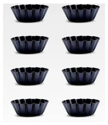 Produktbild von 8 Stück Mini Tarteformen aus Kohlenstoffstahl, 6,5 cm, Antihaft Tartelette Förmchen, für Pudding, Kuchen, Cupcakes, Muffins, wiederverwendbar