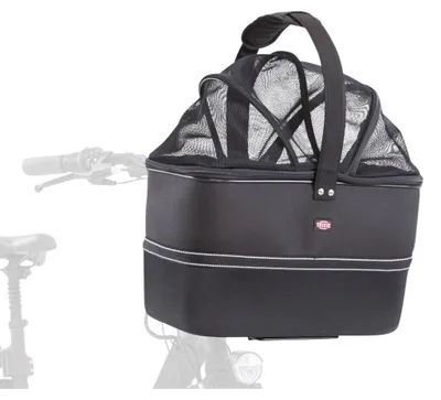 Produktbild von TRIXIE Hundefahrradkorb vorne mit Netzhaube und Regenhaube - schwarz - 41 × 47 × 29 cm