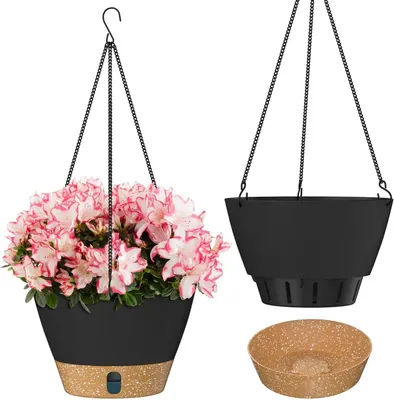 Produktbild von Hänge-Blumentopf 25 cm, dunkelgrau, mit Wasserstandsanzeige, für Innenbereich