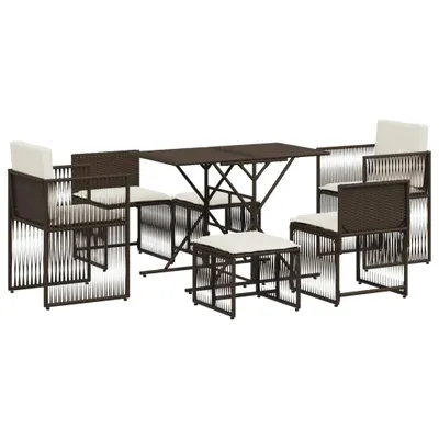 Productafbeelding van vidaXL 7-delige tuinset met kussens, bruin, polyrotan