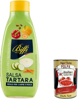 Produktbild von 3x Biffi Linea professionale Salsa tartara, gehackte Gemüsesauce 800g + Italian Gourmet polpa 400g