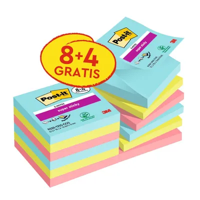 Immagine prodotto di Post-it® SuperSticky R330-SSCOS-P8+4 Blocco di foglietti Super Sticky Z-Notes Cosmic Collection - 76 x 76 mm, sortiert, 12x 90 Blatt