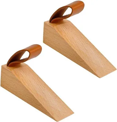 Produktbild von 2 Holz Türstopper Eichenboden mit Antirutsch-Pad
