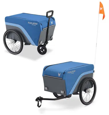 Obrázok produktu pre FUXLIFE by FUXTEC Cyklistický príves FX-LA120 | 2v1 nákladný príves | Objem 120 l | Nosnosť 47,8 kg | Skladací, modrý