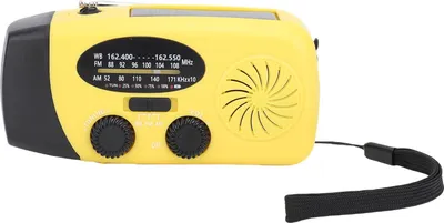 Obrázok produktu pre Solárne núdzové ručné rádio s LED osvetlením SOS Alarm Prenosná Power Bank AM FM WB Weather Radio Yellow