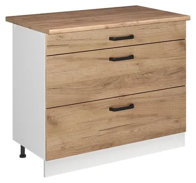 Immagine prodotto di Mobiletto base per cucina Vicco R-Line Rovere dorato/Bianco 100 cm piano di lavoro Rovere dorato, Model 71501