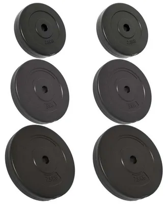 Produktbild von Gewichtsscheiben – Halterscheiben – Trainingsgewichte – Fitnessgewichte – Set mit 6 Stück, Gesamtgewicht 30 kg – Langlebiges Zementmaterial