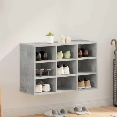 Produktbild von Schuhschrank mit Regal mit Speicher Betongrau 103x30x51 cm Holzwerkstoff, Kommoden Design Möbel Neu