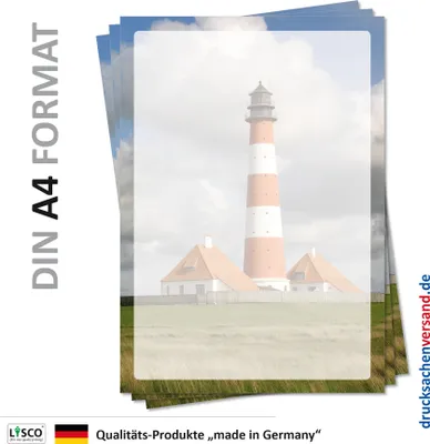 Produktbild von Motiv Briefpapier (Leuchtturm-5101, DIN A4, 100 Blatt) rot weißer Leuchtturm an der Nordsee Briefpapier (Westerhever Leuchtturm)