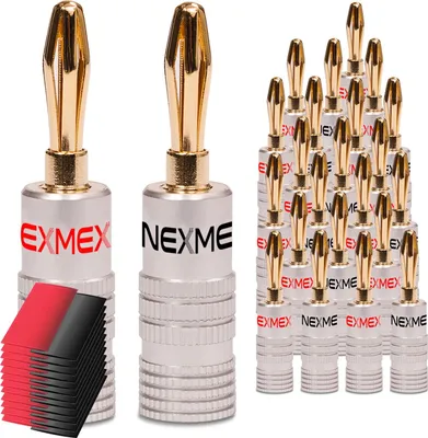 Produktbild von Bananenstecker NEXMEX 24x High End Stecker mit Schrumpfschlauch 24K vergoldet