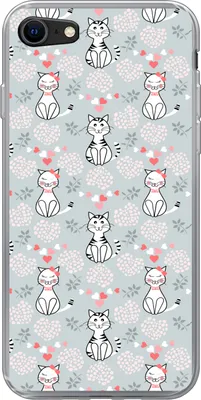 Produktbild von MuchoWow® Handyhülle Schutzhülle Hülle für Telefoonhoesje iPhone SE 2020 Muster - Katze - Herz - Mädchen - Kinder - Mädchen Silikon Softcase Handy Hülle - Kartenbesitzer