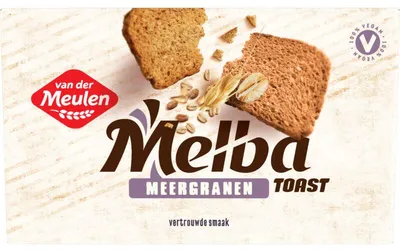 Imagen del producto de Van der Meulen Melba Toast Multicereales 120g – Snacks crujientes y ricos en fibra