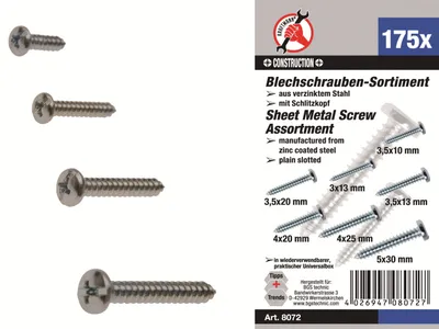 Image de KRAFTMANN 8072 Assortiment de vis à tôle, 175 pcs.