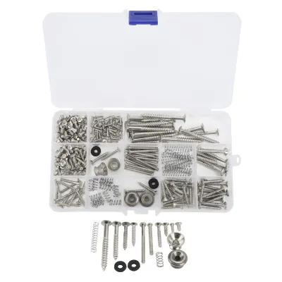 Produktbild von Elektrische Gitarre Schraube Kit Metall Schrauben Frühling Strap Snap Sortiment Set Reparatur Befestigungen Silber