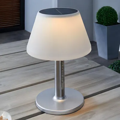Produktbild von Solar LED Tischlampe "Outdoor" Solarlampe wetterfest, weiß, Tischleuchte, Campinglampe, Lampe für Draußen, Leuchte