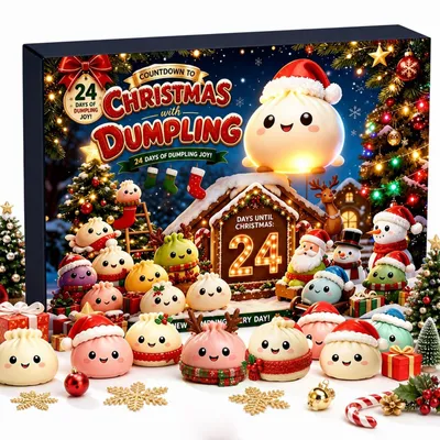 Produktbild von Squishy Weihnachten Adventskalender 2026 Dumpling Adventskalender 2026 24 Tage Dumpling Squishy Weihnachtskalender Überraschungs Fidget Spielzeug Geschenke