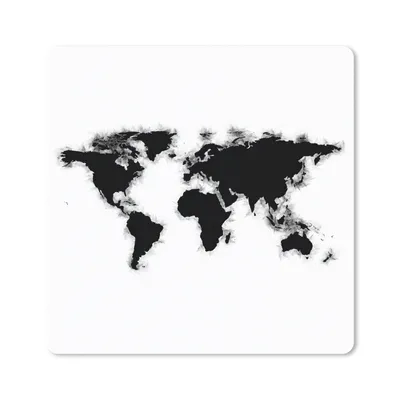 Produktbild von MuchoWow® Mauspad Mousepad Weltkarte - Schwarz - Aquarell 30x30 cm - Mousepads - Maus Mat - Pad - Mausunterlage - Gaming