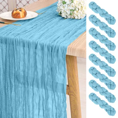 Produktbild von 8 Stück Hellblaue Käsetuch Tischläufer 50x300cm für Hochzeit und FestNachbildungation