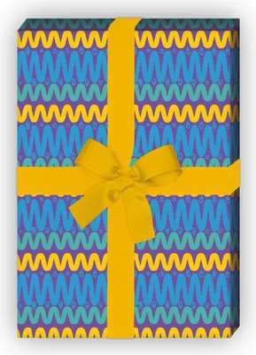 Produktbild von Designer Geschenkpapier Set, Dekorpapier im Batik zickzack, gelb,  - G8736, 32 x 48cm