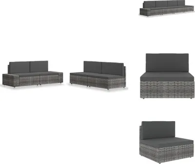 Produktbild von vidaXL 4-tlg. Garten-Lounge-Set Poly Rattan Grau -  Gartenmöbel-Sets