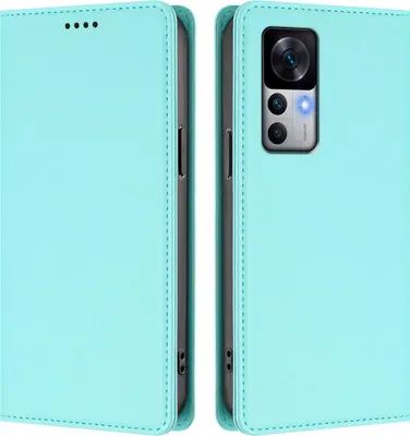 Produktbild von Handyhülle für Xiaomi 12T /Xiaomi 12T Pro, Kunstleder Klapphülle Stoßfeste Magnetische Hülle mit Ständer Türkis