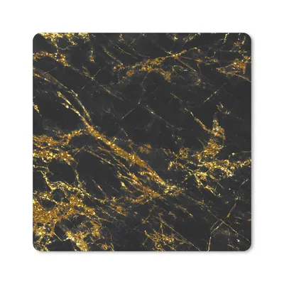 Produktbild von MuchoWow® Mauspad Mousepad Marmor - Gold - Schwarz 20x20 cm - Mousepads - Maus Mat - Pad - Mausunterlage - Desk Mat - Bureauartikeln