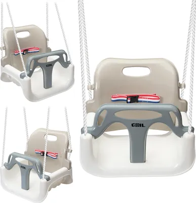 Immagine prodotto di Altalena da giardino per bambini 3in1 con cinghie a secchiello crema e bianco