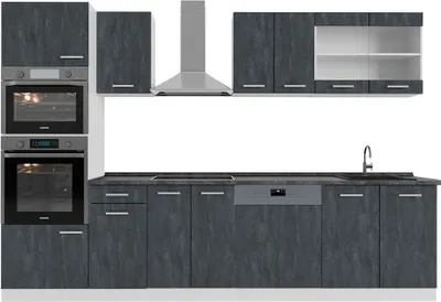 Produktbild von Küchenzeile Vicco R-Line Schwarz Beton 300 cm AP Anthrazit, Model 47397