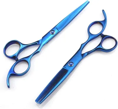 Obrázek produktu pro Profesionální kadeřnické nůžky, , 15 cm, modré, pro stříhání, prořezávání, pro kadeřníky, vhodné do salonů, sada kadeřnických nůžek