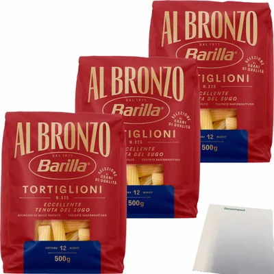 Produktbild von Barilla Albronzo Tortiglioni N.325 3er Pack (3x500g Packung) + usy Block