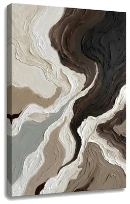 Immagine prodotto di Quadro astratto con paesaggio su tela – quadro su tela per il soggiorno 100x150 cm, rifinito a mano, foglia oro | Papilora