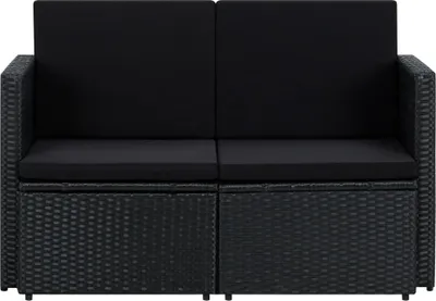 Produktbild von vidaXL 2-Sitzer-Gartensofa mit Auflagen Schwarz Poly Rattan