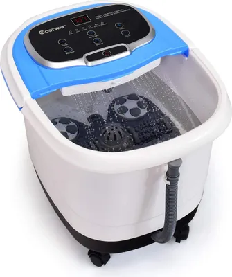 Produktbild von Fußbad Massagegerät mit Wärme, Duschfunktion, Elektrisches Fußmassagebad, Fußbadewanne mit Massage & Heizung, Rollbar, 10-60 min. Timer, 35-48 °C (Blau)