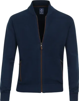 Produktbild von REDMOND Casual Herren Strickjacke Zipper Baumwolle Dunkelblau XL