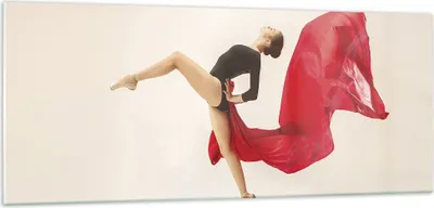 Produktbild von Bilder auf glas - Einteilig - Ballerina Tanz Rot - 100x40cm - Glasbilder - Wandbilder - Bilder - zum Aufhängen bereit - Wanddekoration aus Glas - Glas Bilder - Wandbild auf Glas - GAB100x40-4437