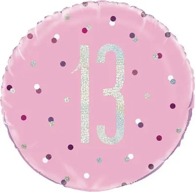 Produktbild von Folienballon 13. Geburtstag pink Dots 46cm