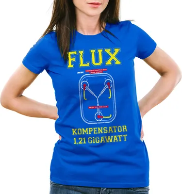 Produktbild von style3 Flux Kompensator Damen T-Shirt Game Gamer Zukunft Zurück Zeitreise, Farbe:Blau, Größe:S