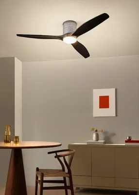 Produktbild von CREATE - WIND CALM CUSTOM RATTAN - Leiser Deckenventilator 40W Ø132 cm 100% Holz mit LED-Licht an Gehäuse und Lampe