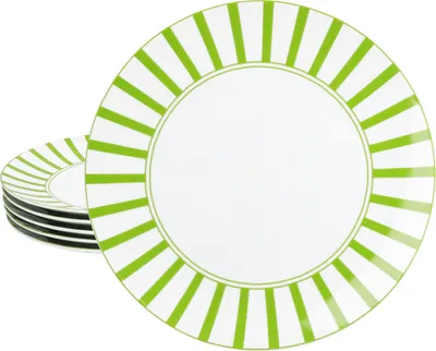 Immagine prodotto di Split verde a righe 6x piatto da pranzo Ø27cm porcellana 6 persone piatto da pranzo a righe