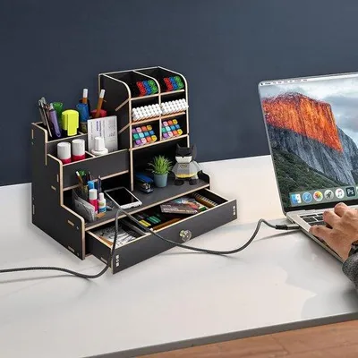 Produktbild von Famanu Büro Organizer - Aufbewahrungsbox mit 6 Fächern und Schublade