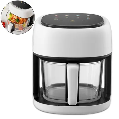 Produktbild von 4,5L Glas Heißluftfritteuse 1350W Air Fryer mit 10 Smart Menüs 360° Sichtfenster LED Touch Ölfrei Antihaft Leicht zu Reinigen