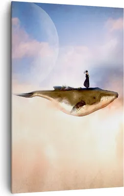 Produktbild von Bild auf Leinwand - Leinwandbild - Einteilig - Wal Frau Himmel - 80x120cm - Wand Bild - Wanddeko - Wandbilder - Leinwanddruck - Kunstdruck - Wanddekoration - Leinwand bilder - Wandbild - PA80x120-5040