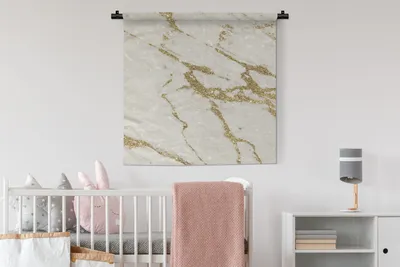 Produktbild von MuchoWow® Wandteppich Wandbehang Marmor - Muster - Gold 90x90 cm Tapisserie Dekoration Wandtuch - Wandaufhänger