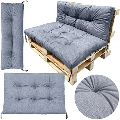 Immagine prodotto di Cuscini da giardino su pallet 120x80+120x40, set impermeabile, grigio