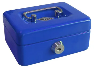 Productafbeelding van Kindergeldcassette blauw met 5-vakken muntinzet, 12,5 x 9,5 x 6,3 cm