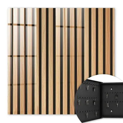Produktbild von Metall Schlüsselkasten 30 x 30 cm - schwarzer Schlüsselschrank zur Wandmontage - wandhängende Schlüsselbox mit Tür - nach links öffnend - Schlüsselaufbewahrung für Flur - Büro - Arbeitszimmer - Werkstatt - Garage - Vertikale Streifen