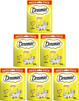 Produktbild von Dreamies Mega Pack - Katzenleckerli mit leckerem Käse, 6 Packungen à 180g (6x180g)