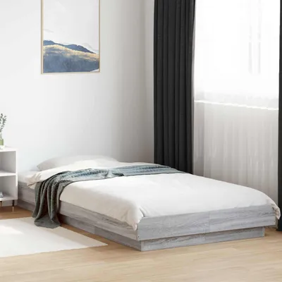Zdjęcie produktu dla Maison Exclusive - Rama łóżka z podświetleniem LED, kolor Sonoma (szary), wymiary 80 x 200 cm, materiał: płyta wiórowa