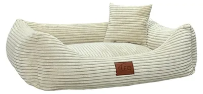 Image de Lit pour chien en velours côtelé avec housse lavable, pour petits, moyens et grands chiens (beige, taille XXL, 130x100 cm)